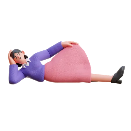 Mujer durmiendo relajarse  3D Illustration