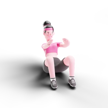 Ejercicio de espalda mujer  3D Illustration