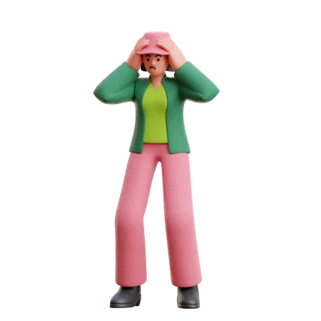 Mujer en pose mareada  3D Illustration
