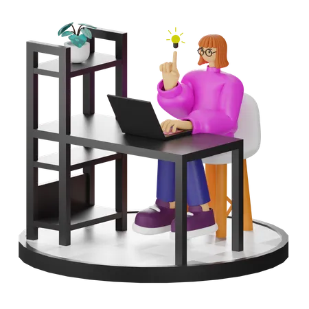 Mujer encontrando ideas  3D Illustration