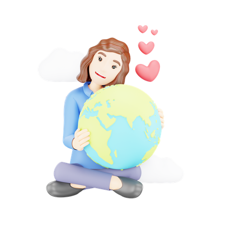 Mujer expresando amor por la tierra  3D Icon