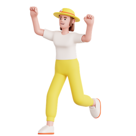 Mujer feliz corriendo  3D Illustration