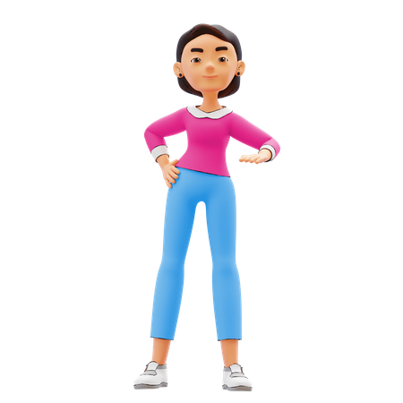 Mujer feliz de pie  3D Illustration