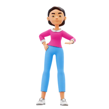 Mujer feliz de pie  3D Illustration