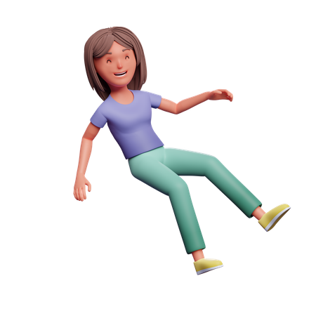Mujer feliz flotando en el aire  3D Illustration