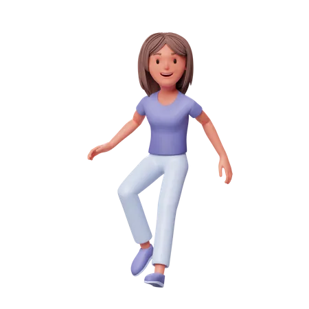 Mujer feliz flotando en el aire  3D Illustration