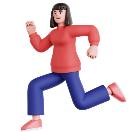 Mujer feliz saltando  3D Illustration