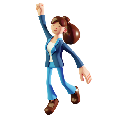 Mujer feliz saltando  3D Illustration