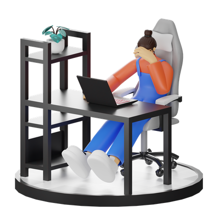 Mujer frustrada sentada en una silla  3D Illustration
