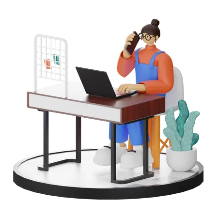 Mujer hablando por teléfono inteligente  3D Illustration