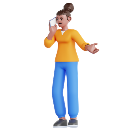 Mujer hablando por teléfono móvil  3D Illustration