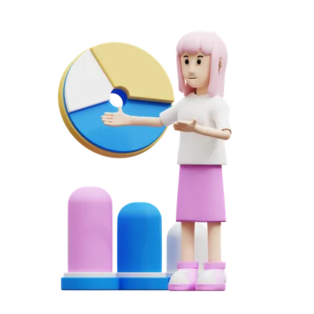 Mujer haciendo análisis  3D Illustration