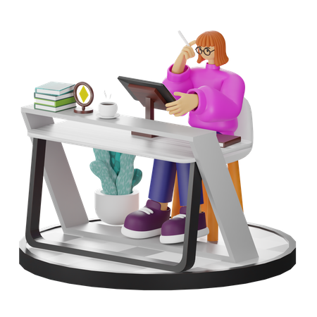 Mujer haciendo búsqueda creativa  3D Illustration