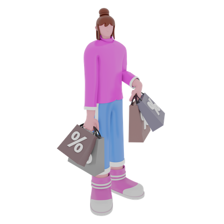 Mujer haciendo compras  3D Illustration