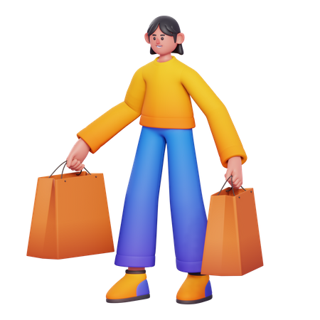 Mujer haciendo compras  3D Illustration