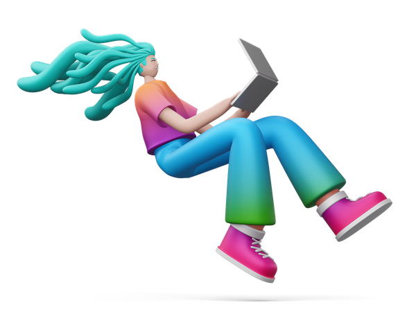 Mujer haciendo compras en línea mientras está sentada en el sofá  3D Illustration