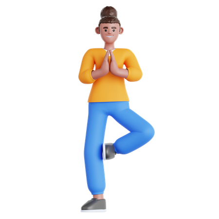 Mujer haciendo ejercicio de yoga  3D Illustration