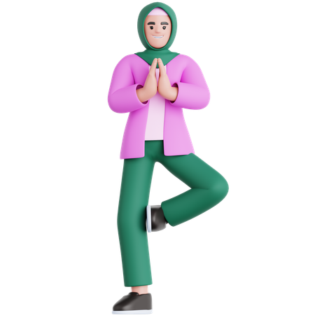 Mujer haciendo ejercicio de yoga  3D Illustration