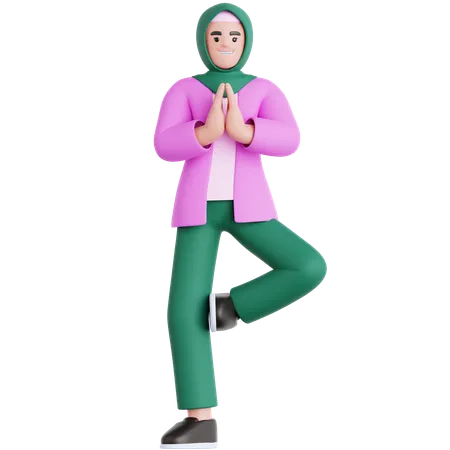 Mujer haciendo ejercicio de yoga  3D Illustration