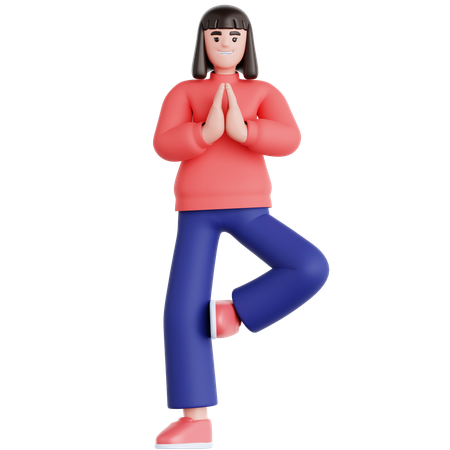 Mujer haciendo ejercicio de yoga  3D Illustration