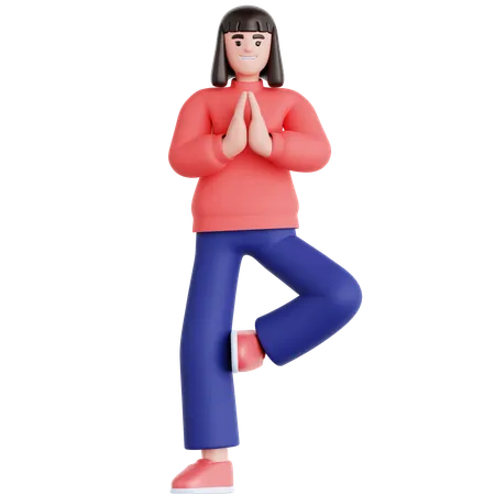 Mujer haciendo ejercicio de yoga  3D Illustration