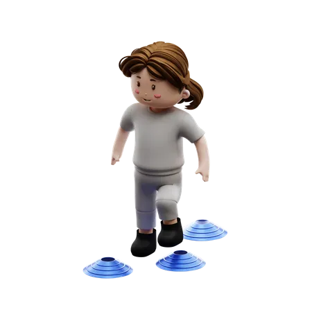 Mujer haciendo entrenamiento de agilidad  3D Illustration