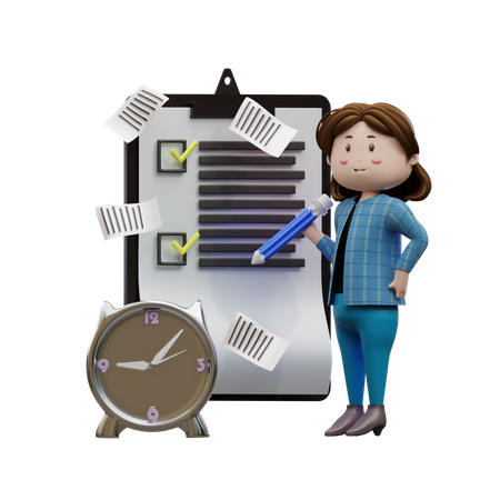 Mujer haciendo horario  3D Illustration