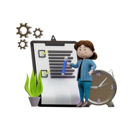 Mujer haciendo horario  3D Illustration