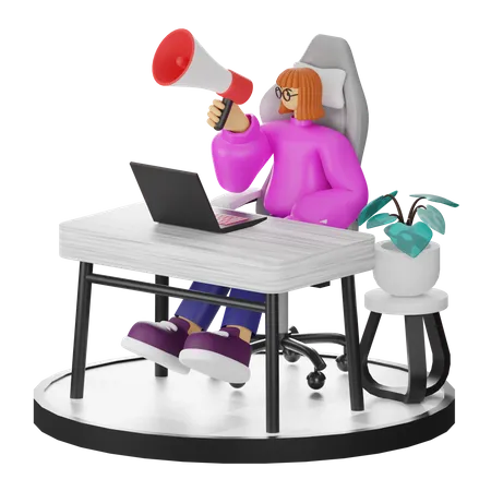 Mujer haciendo marketing  3D Illustration