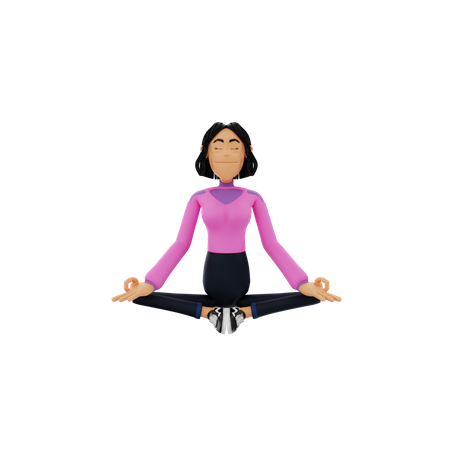 Mujer haciendo meditación  3D Illustration