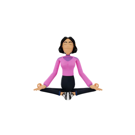 Mujer haciendo meditación  3D Illustration