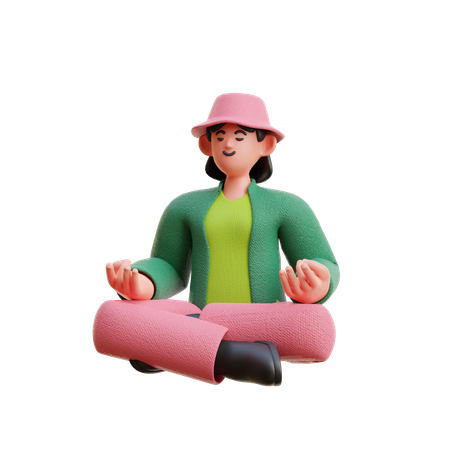 Mujer haciendo meditación  3D Illustration