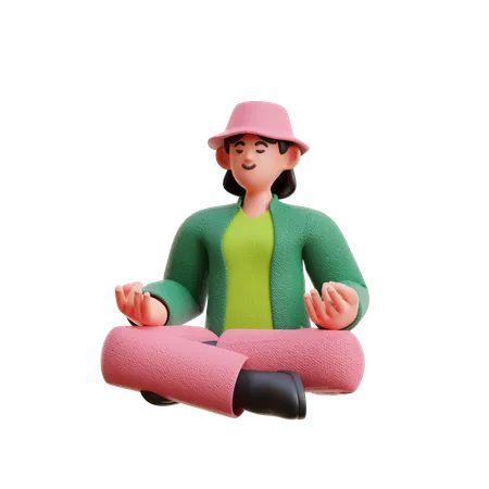 Mujer haciendo meditación  3D Illustration