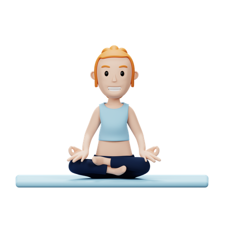 Mujer haciendo postura de yoga meditación  3D Illustration