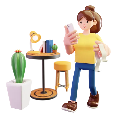Mujer haciendo pago de facturas en línea  3D Illustration