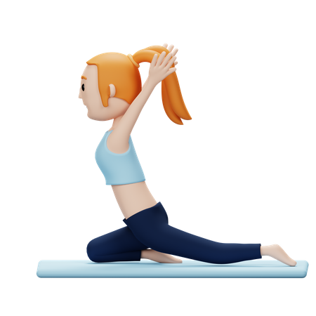 Mujer haciendo postura de yoga paloma  3D Illustration