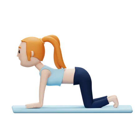 Mujer haciendo postura de yoga de vaca  3D Illustration