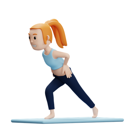 Mujer haciendo pose de yoga guerrero  3D Illustration