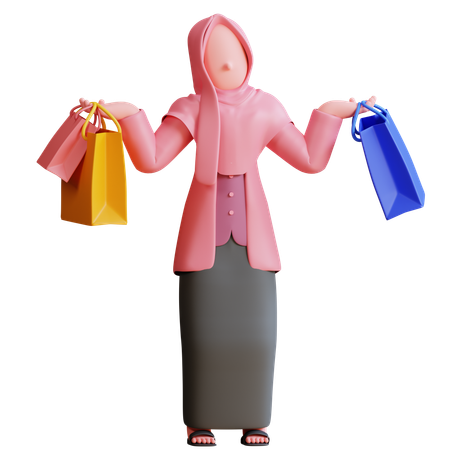 Mujer haciendo compras de ramadán  3D Illustration