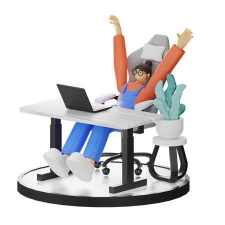 Mujer haciendo relax después del trabajo  3D Illustration