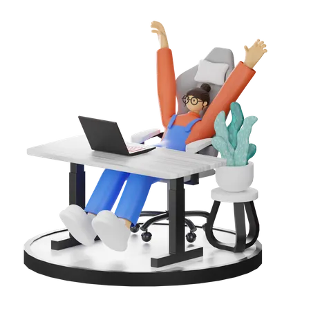 Mujer haciendo relax después del trabajo  3D Illustration