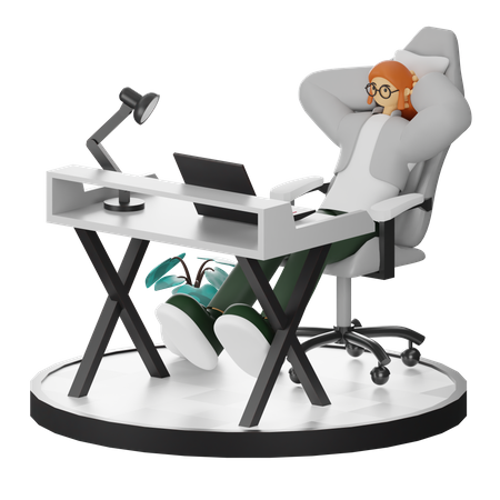 Mujer haciendo relax después del trabajo  3D Illustration