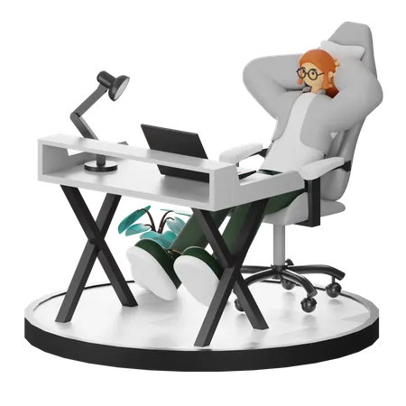 Mujer haciendo relax después del trabajo  3D Illustration