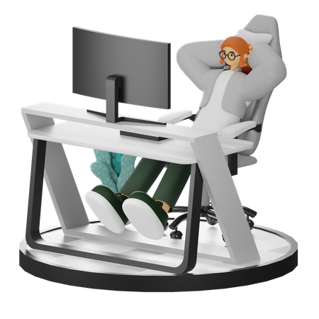 Mujer haciendo relax después del trabajo  3D Illustration