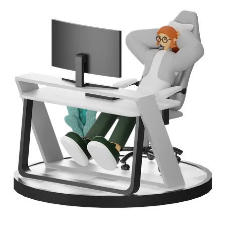 Mujer haciendo relax después del trabajo  3D Illustration