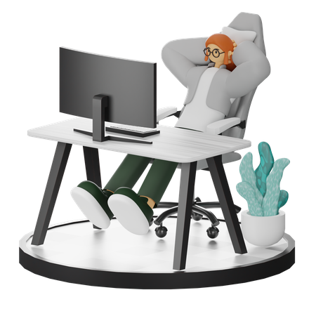 Mujer haciendo relax después del trabajo  3D Illustration