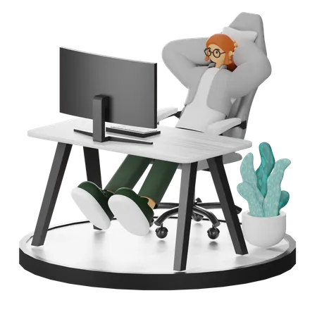 Mujer haciendo relax después del trabajo  3D Illustration