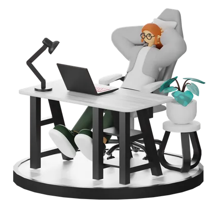 Mujer haciendo relax después del trabajo  3D Illustration