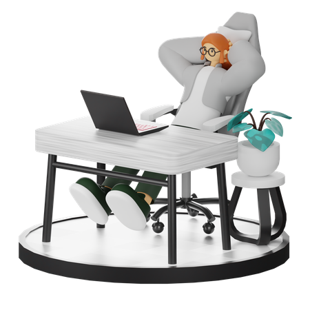 Mujer haciendo relax después del trabajo  3D Illustration