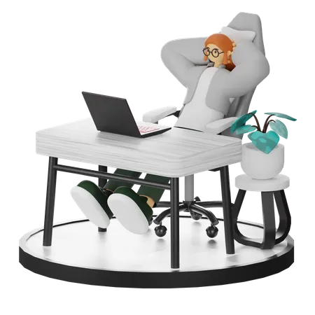 Mujer haciendo relax después del trabajo  3D Illustration